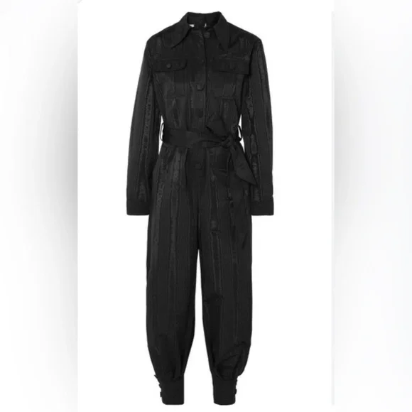 NWOT Gucci  Mock Neck Belted Moire Jumpsuit Romper Black Size 36/XS - Picture 12 of 12